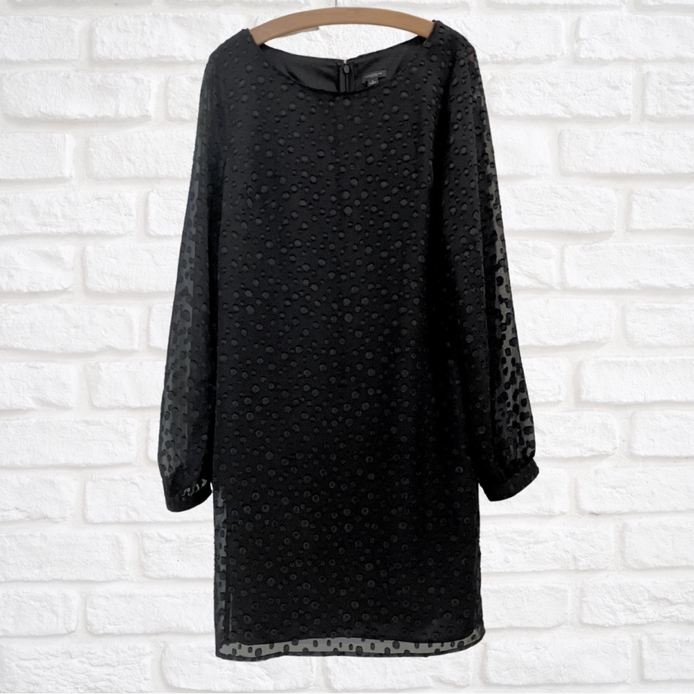 Ann Taylor Swiss Dot Shift Dress | Black | 6